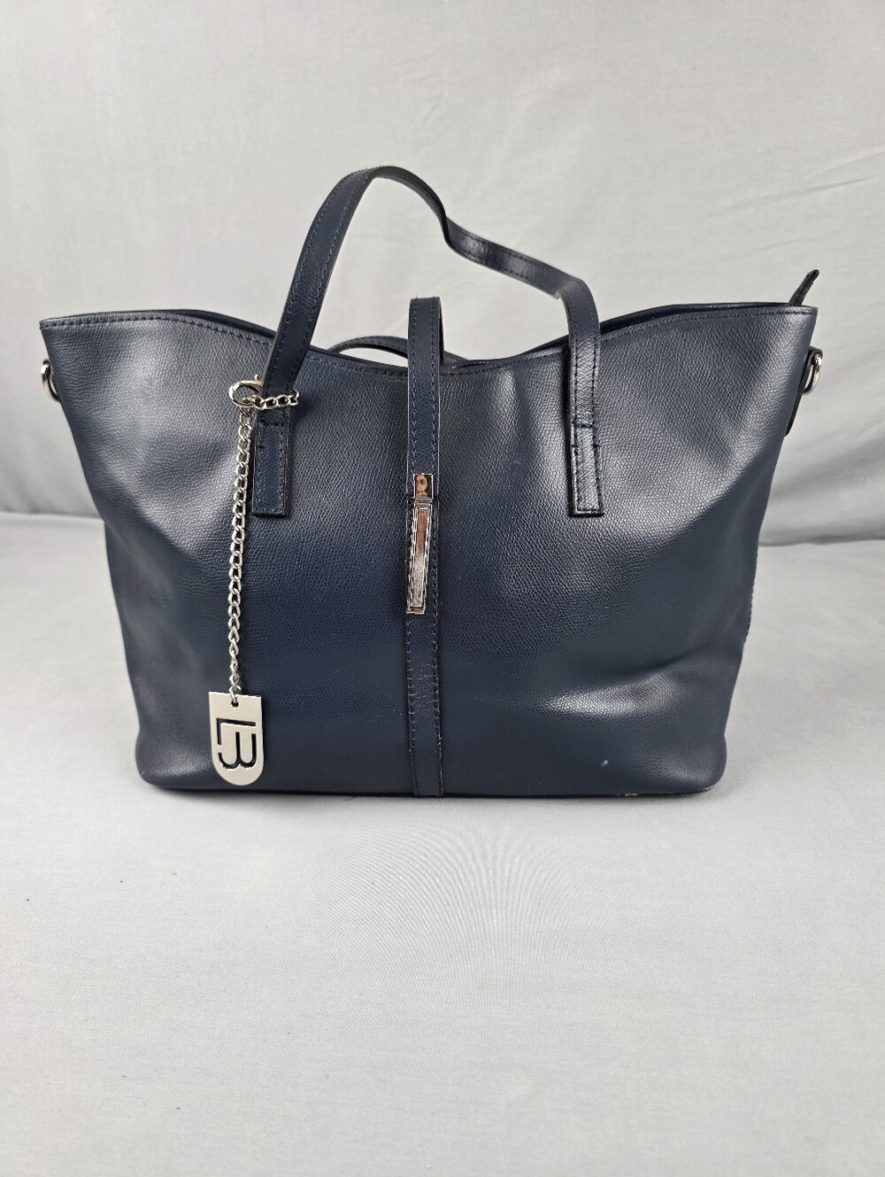 Lucca Baldi Leather Handbag Navy Purse Quiet Luxury Elevated Basics